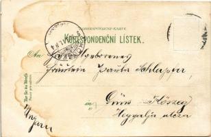 1898 (Vorläufer) Prostejov, Nemoenice, C. k. posta, Obchidní skola, Námestí Frantiska Josef / post o...