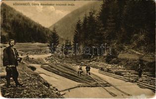 Kőrösmező, Körösmező, Jaszinya, Jasina, Yasinia (Máramaros); Gátvíz érkezésekor a tutajosok imája. Benkő Miklós kiadása / dam, rafters