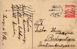 1917 Boldog új évet! Malac pénzesőben / New Year greeting, pig in money rain. litho (fl)