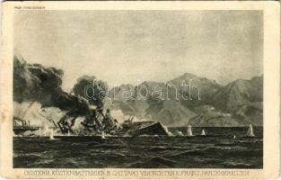 1915 Österr. Küstenbatterien b. Cattaro vernichten e. Franz. Panzerkreuzer. K.u.K. Kriegsmarine. Völkerkrieg Karte Nr. IV/6. / WWI Austro-Hunagrian Naval battle s: M. Zeno Diemer (EK)