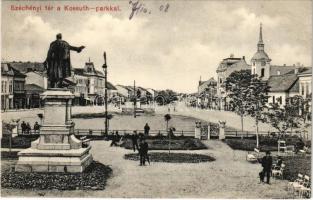 1908 Marosvásárhely, Targu Mures; Széchenyi tér, Kossuth park, üzletek. Porjes S. Sándor kiadása / square, park, shops