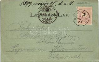 1899 (Vorläufer) Nagyenyed, Aiud; látkép, sétatéri síremlék, este / general view, monument, night. A...