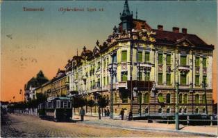 1914 Temesvár, Timisoara; Gyárváros, Liget út, villamos. Feder R. Ferenc kiadása / Fabric, street, tram