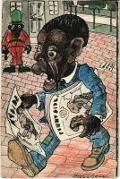 Afroamerikai újságos fiú - Saját kézzel rajzolt / Black American newspaper boy - Hand drawn art s: Kiss Géza