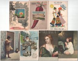Közel 400 db nagyrészt régi képeslap közte sok üdvözlő, motívum, művész (pl. Usabal, Koehler, Patek ...