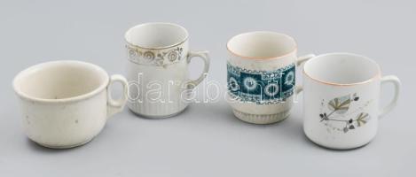 4 db különféle Zsolnay porcelán bögre, jelzéssel, változó méretben és állapotban