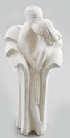 Világhy Kerámiaműhely: Art deco szerelmespár. Biszkvit majolika szobor. Alján címkével jelzett, m: 37 cm