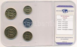 Észtország 1994-2004. 10s-5K (5xklf) "A világ pénzei" forgalmi összeállítás fóliatokban, n...