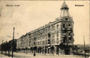 1914 Budapest XI. Átlós út (Bartók Béla út) és Villányi út sarka, bor, sör és pálinka üzlet. Leffler-féle kiadás