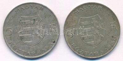 1947. 5Ft Ag "Kossuth" (2x) T:VF,F patina, kis ph. Adamo F8.1
