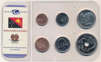 Pápua Új-Guinea 2004-2006. 1t-1K (6xklf) "A világ pénzei" forgalmi összeállítás fóliatokban, német nyelvű tanúsítvánnyal T:UNC Papua New-Guinea 2004-2006. 1 Toea - 1 Kina (6xdiff) "The money of the world" coin set in foil packing, with certificate in German language C:UNC