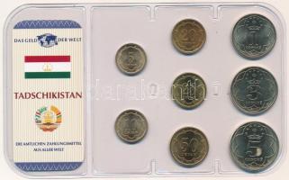 Tádzsikisztán 2001. 5d-5S (8xklf) "A világ pénzei" forgalmi összeállítás fóliatokban, német nyelvű tanúsítvánnyal T:UNC,AU Tajikistan 2001. 5 Dirams - 5 Somoni (8xdiff) "The money of the world" coin set in foil packing, with certificate in German language C:UNC,AU
