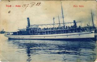 1917 Fiume, Rijeka; Molo Dante, SS STEFÁNIA egycsavaros tengeri személyszállító gőzhajó (Salondampfer). E. Modercin kiadása / Hungaro-Croatian single screw sea-going passenger steamer (EK)