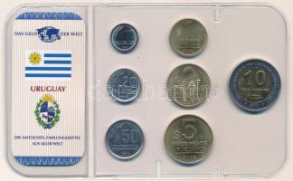 Uruguay 1994-2005. 10c-10P (7xklf) A világ pénzei forgalmi összeállítás fóliatokban, német nyelvű tanúsítvánnyal T:UNC,AU Uruguay 1994-2005. 10 Centesimos - 10 Pesos (7xdiff) The money of the world coin set in foil packing, with certificate in German language C:UNC,AU