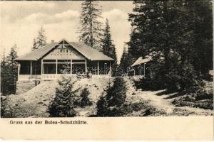 Fogarasi-havasok (Fogarasi Kárpátok), Fogarascher Karpathen, Muntii Fagarasului; Gruss aus der Bulea-Schutzhütte / Buleai menedékház. Sektion Hermannstadt S.K.V. / chalet, tourist house