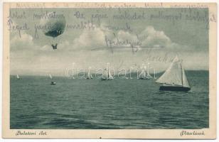 1925 Balaton, Vitorlások, hőlégballon (ázott / wet damage)