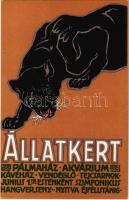 Budapest Székesfővárosi Állatkert reklámlapja: fekete párduc / Budapest zoo advertisement art postcard. Black panther
