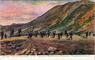 Balkankriegsschaupl.: Nr. 60. Beginn der Offensive gegen Montenegro (vorgehende Infanterie). Zum Gloria-Viktoria-Album