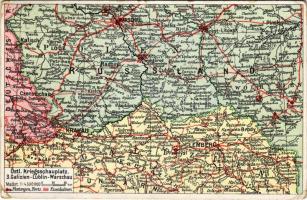 1916 Östl. Kriegsschauplatz 3. Galizien-Lublin-Warschau. Postkarten des östlichen Kriegsschauplatzes Nr. 3. / Első világháborús keleti hadszíntér: Galícia-Lublin-Varsó / WWI military map, Eastern theater of war: Galicia-Lublin-Warsaw (szakadás / tear)