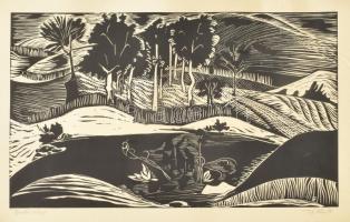 Olvashatatlan jelzéssel / jelzés nélkül: 4 db mű. Vegyes technika (linómetszet, rézkarc, stb.), papí...