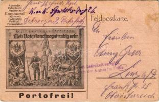 1915 Lieb Vaterland magst ruhig sein. Portofrei! Viribus Unitis Feldpostkarte (EB)