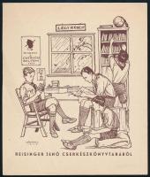 1928 Cserkészkönyvtár reklám Márton Lajos grafikájával, hajtásnyommal, 18,5×15,5 cm