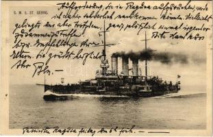 1914 SMS Sankt Georg az Osztrák-Magyar Haditengerészet páncélos cirkálója / K.u.K. Kriegsmarine / Austro-Hungarian Navy SMS Sankt Georg armored cruiser. Phot. A. Beer, F.W. Schrinner 1913.