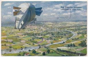 1911 Graf Zeppelins lenkbares Luftschiff in voller Fahrt. T.S.N. Serie 920. (EB)
