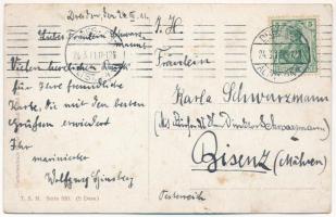 1911 Graf Zeppelins lenkbares Luftschiff in voller Fahrt. T.S.N. Serie 920. (EB)