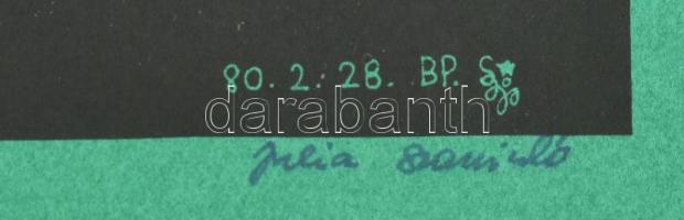 Szaniszló Júlia (1950-1989): Női aktok és alakok (cím nélkül). Fametszet, papír, jelzett. 33x21 cm