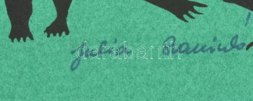 Szaniszló Júlia (1950-1989): Női aktok és alakok (cím nélkül). Fametszet, papír, jelzett. 28x22 cm