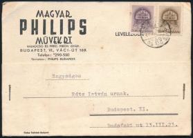 1942 Bp., Magyar Philips Művek Rt. fejléces levelezőlapra írt levél