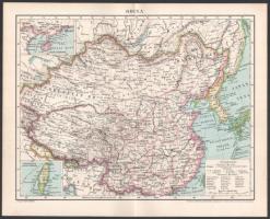 1896 Kína térképe, 1:20 000 000, kiadja: Posner Károly Lajos és Fia, 23,5×29,5 cm