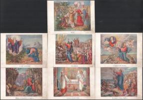 16 db színes kép az Ótestamentumról, a képek hátoldalán részletes ismertetéssel