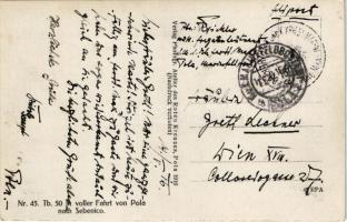 1916 K.u.K. Kriegsmarine SM Tb 50 Torpedoboot in voller Fahrt von Pola nach Sebenico