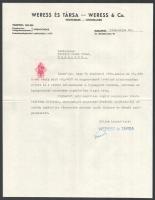 1942 Bp., Weress és Társa Vegyszerek fejléces levélpapírjára írt levél