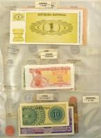 Vegyes, különböző országokból származó külföldi bankjegy (15db) és érme (24db) tétel "Münzen un...