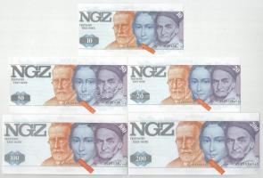 NSZK DN 10M-200M (5xklf) NGZ pénzautomata tesztbankjegy sor T:AU FRG ND 10 Mark - 200 Mark (5xdiff) NGZ ATM test banknote series C:AU