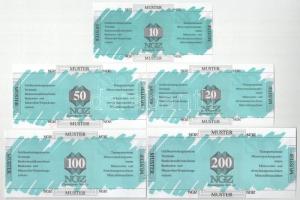 NSZK DN 10M-200M (5xklf) "NGZ" pénzautomata tesztbankjegy sor T:AU
FRG ND 10 Mark - 200 M...