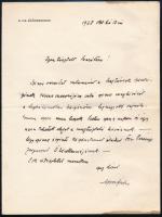 1928 báró Apor Gábor (1889-1969), a Külügyminisztérium Politikai Osztálya vezetőjének. később a Máltai Lovagrend kancellárjának autográf levele