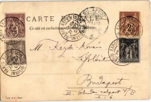 1900 Erotic humour art postcard with romantic couple and clover. litho (EK)