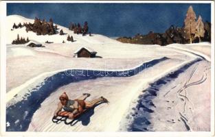 Téli sport, szánkózás / Winter sport, sleighing. B.K.W.I. 518-5. s: Otto Barth