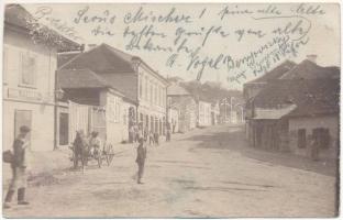 1904 Szászrégen, Sächsisch-Regen, Reghin (?); Sörház utca, Paul Frankel üzlete / street, shop. photo (EK)