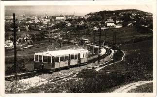 1941 Budapest XII. Svábhegy, Fogaskerekű villamos vasút, látkép a Budai hegyekről