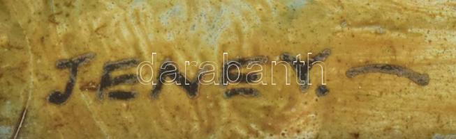 Jeney jelzéssel: Havas boglyák. Olaj, karton. Dekoratív fakeretben. 24x33,5 cm