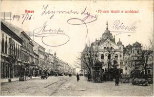 1909 Kassa, Kosice; Színház és Fő utca / theatre, main street