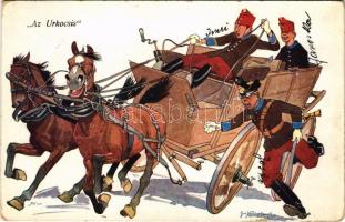 1909 Az úrkocsis / K.u.K. military humour art postcard. B.K.W.I. 441-2. s: Schönpflug (EK)