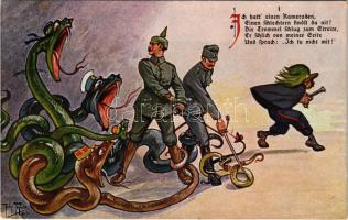 1916 Der schlechte Kamerad / WWI German and Austro-Hungarian K.u.K. military, Viribus Unitis propaganda art postcard s: Arthur Thiele (EK)