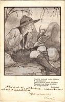 1923 Bimbós bokrok szűz ölében... Cserkész művészlap. A Magyar Jövő kiadása / Hungarian boy scout art postcard s: Márton L. (EK)