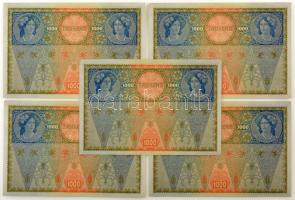 Ausztria 1920. (1902) 1000K II. kiadás, hátlap rajzos, közte sorszámkövetők és egyugrású sorszámmal,...